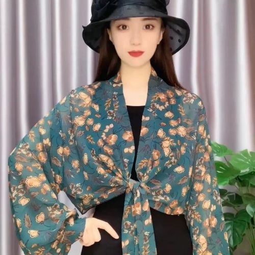 [Wide-sleeve sun protection clothing] summer new all-match sun protection shawl sun shade air-conditioned room outdoor chiffon sun protection shawl