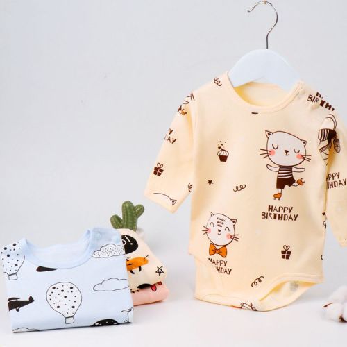 Newborn baby bag fart clothes belly protection spring and autumn men and women baby cotton jumpsuit long-sleeved triangle romper pajamas autumn and winter