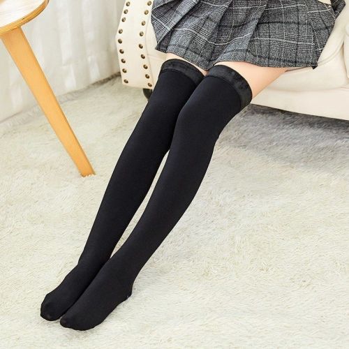 Plus velvet thickening and lengthening knee pads autumn and winter women's over-the-knee leggings stockings to keep warm old cold legs anti-cold socks