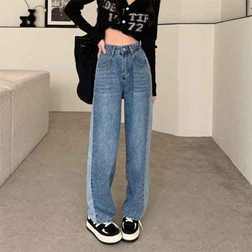 Real shot retro wide-leg jeans women's autumn and winter new high-waisted loose slim vertical pants