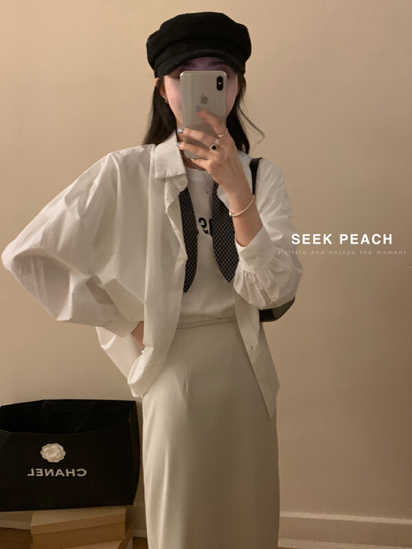 2023春款新款!【SEEK PEACH】簡約通勤淨色襯衫  5912#  L
