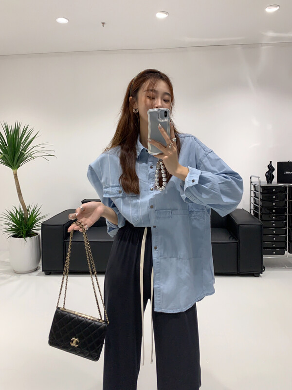 2023 early spring new!  【VANESSA】Design stitching loose shirt 9027# OZQ