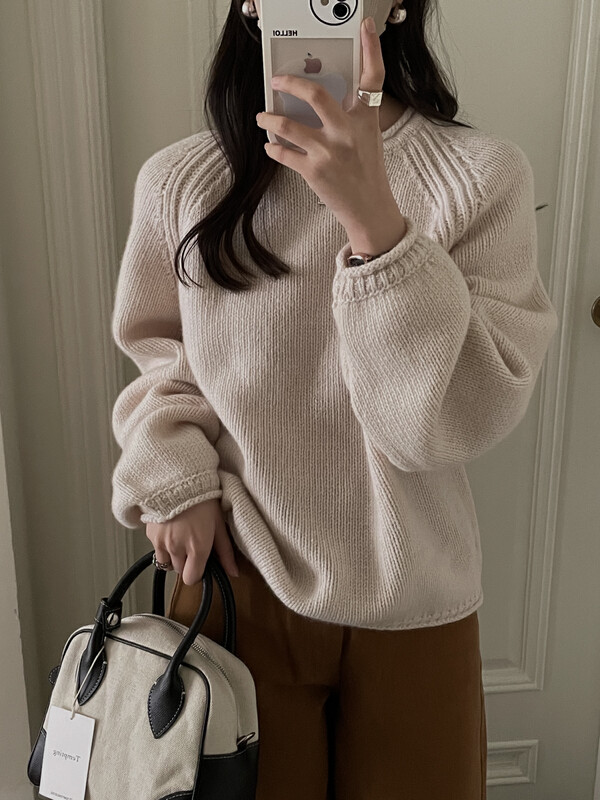 [ON LINE] 100% wool basic all-match high-neck loose sweater with 100 wool 2323