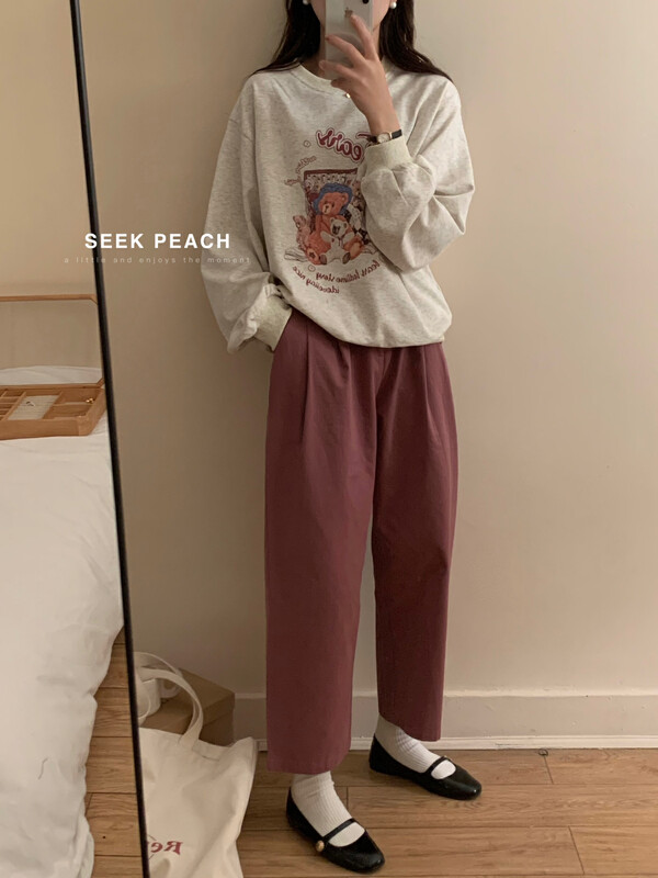 2023年春款新款!【SEEK PEACH】圓領圖案印花舒適百搭衛衣  5925#  L