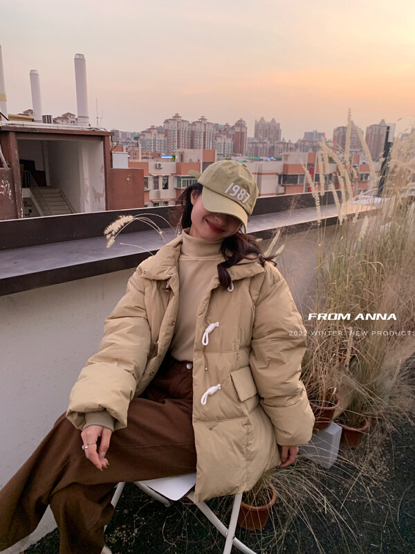 【FROM ANNA/TABLE BLUE】Korean style simple horn button warm down jacket (including 90% white duck down) 228963# LSW
