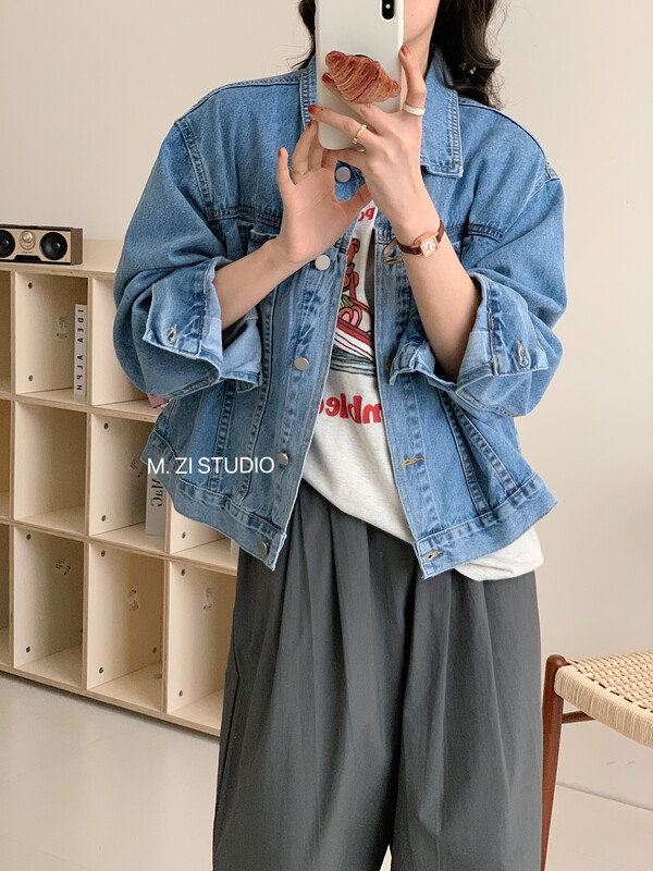 2023 early spring new! 【M.ZI STUDIO】Korean style fashion loose casual denim jacket YS1-M152# HBX
