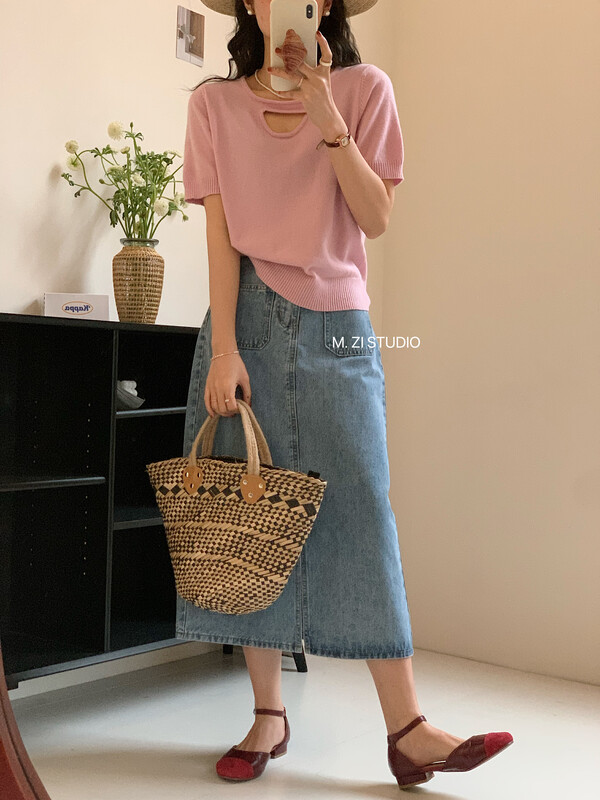 【M.ZI STUDIO】Double pocket foreign style high waist slimming skirt M281# HBX
