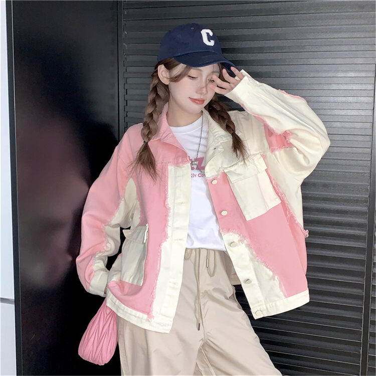 【L.L STUDIO】Color-block denim jacket with niche design 78773# PCZ