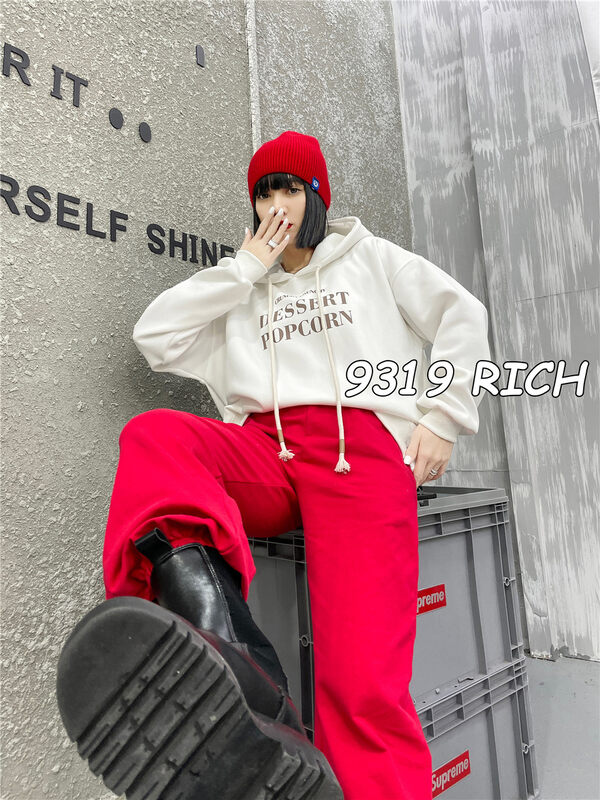 2023 early spring new! [9319] hooded loose letters comfortable sweater 13003# L