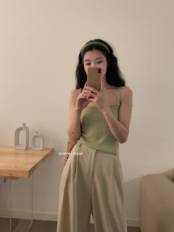 [IMISS] All-match multi-color knitted camisole top vest/sling 0282# FHX