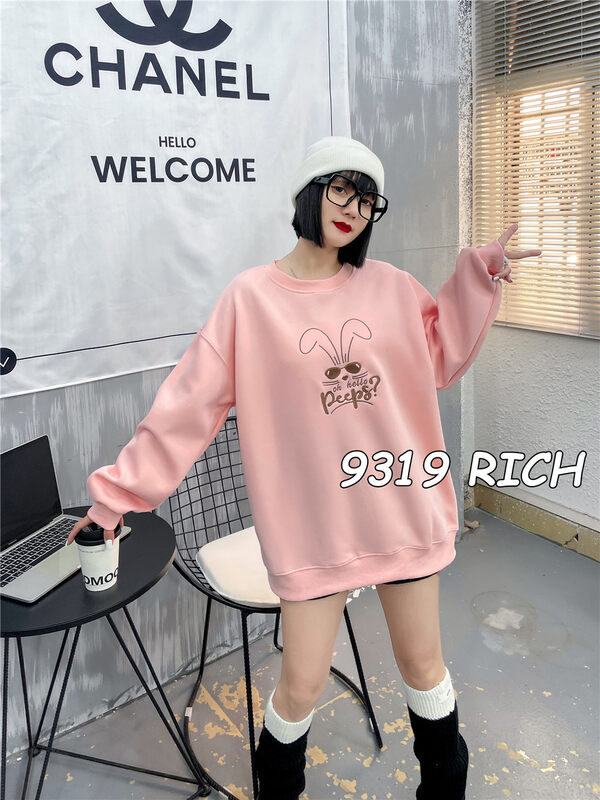 【9319】Comfortable sweater with round neck cartoon pattern 63031# L