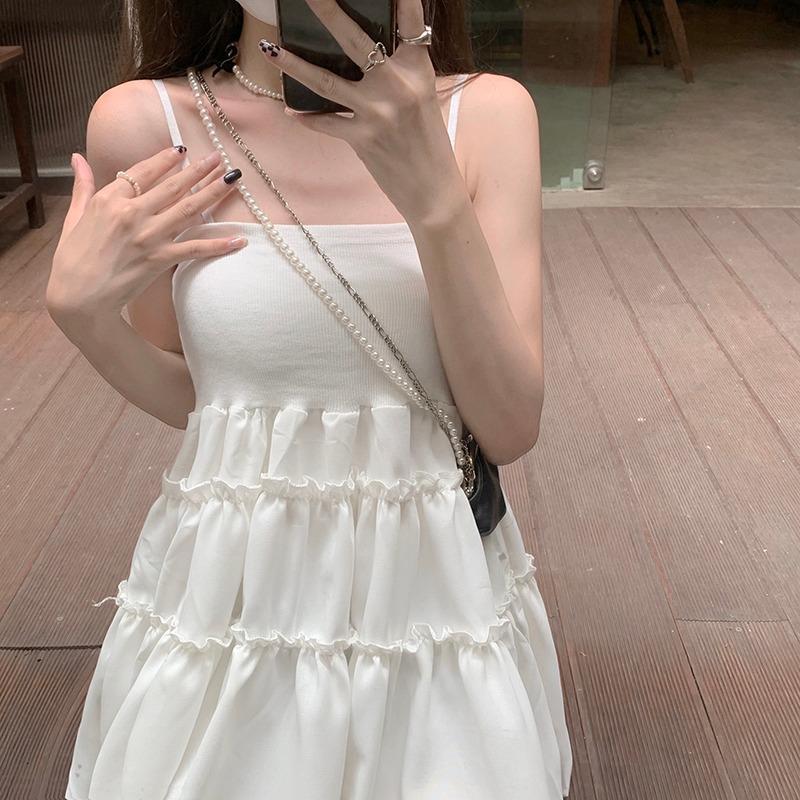 Sweet babes little black dress fried street sling dress 2023 summer new female design sense niche small short skirt