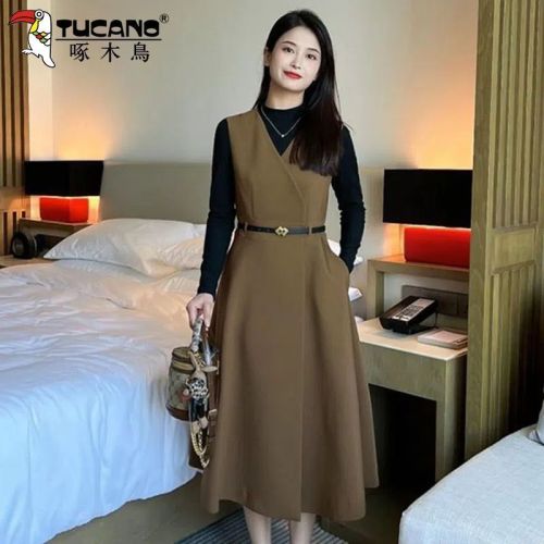 Woodpecker Fashion Suit Skirt Women Spring and Autumn New Korean Style Slim Western Style Casual Loose Dress Two-piece Set
