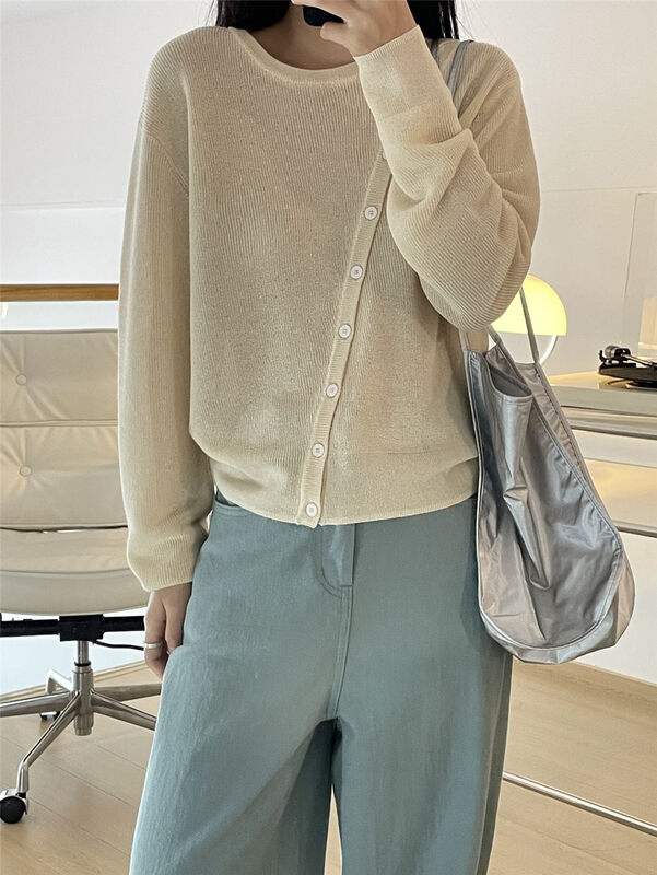 8 colors!  【CLEAN SPACE】Round neck single-breasted all-match slim knitted cardigan 35607# CLS