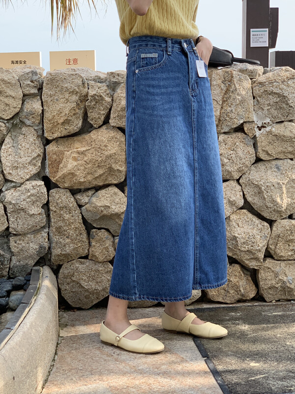 2023 early spring new! 【MEET ME】Design retro high waist slim denim skirt 61600# L