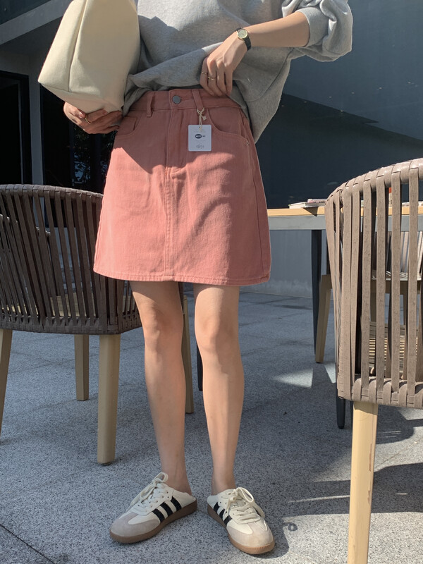 【MEET ME】Korean style a-line denim skirt S61666# L