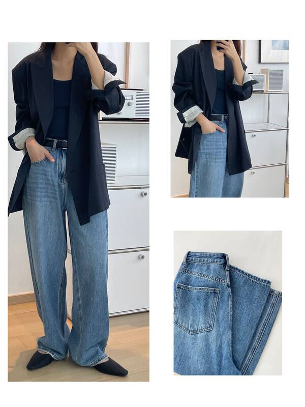 2023 early spring new! 【CLEAN SPACE】Korean style fashion wide leg slimming jeans 35728# CLS