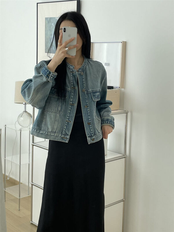 【CLEAN SPACE】Korean fashion retro simple denim jacket 35722