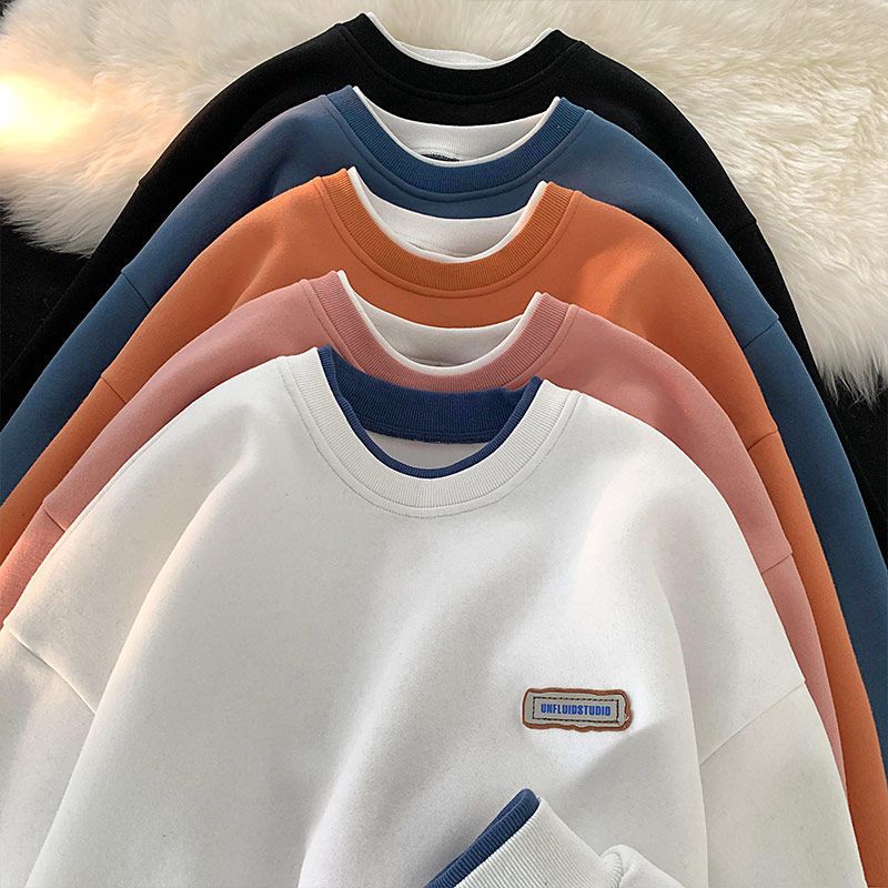 Fake two-piece sweater for men and women autumn and spring 2022 new thin section loose bf lazy wind student bottoming shirt trendy ins
