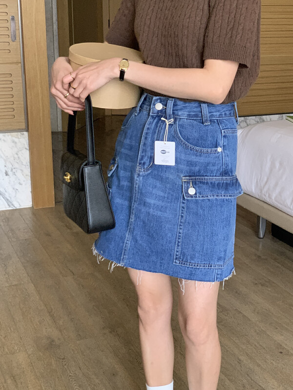 2023 early spring new! 【MEET ME】Korean all-match denim skirt M61678# L