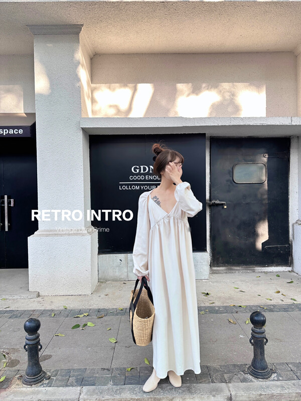 【RIN】Korean temperament slim waist dress with straps R30015# CLS