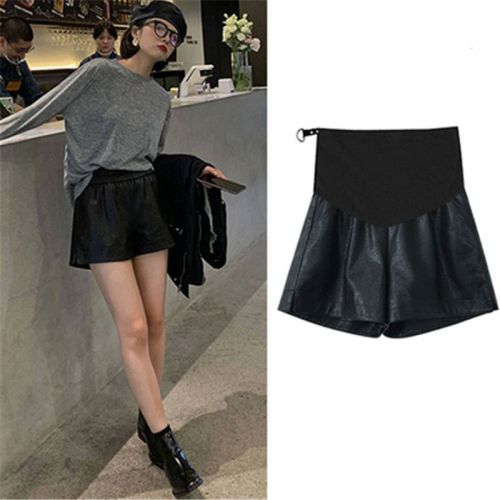 Maternity shorts fall and winter inside and outside wearing leather shorts women's winter fashion plus velvet thickened large size loose wide-leg pants