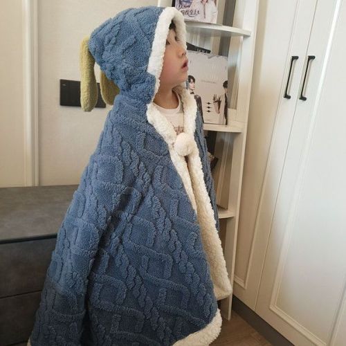 New flannel cute thickened shawl cape blanket hooded office nap air-conditioning blanket student lazy cape