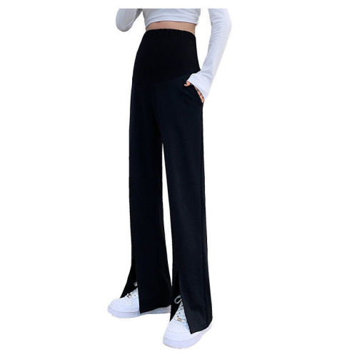 Maternity pants outerwear wide-leg pants women's autumn and winter plus velvet thickened slit suit flared pants maternity clothes spring and autumn clothes