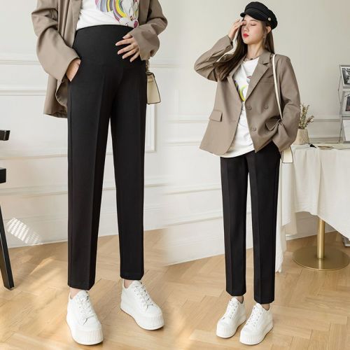 Pregnant women's trousers autumn outer wear trousers / cropped trousers spring and autumn straight tube belly pants leggings / loose suit pants