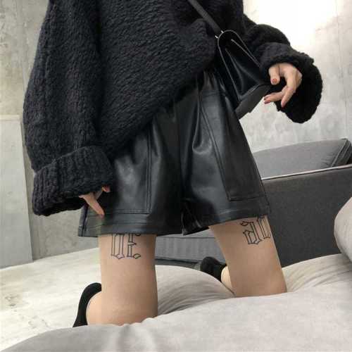 Pregnant women's shorts autumn and winter outer wear autumn wide-leg pants spring and autumn models pregnant tide mother belly support leggings leather shorts