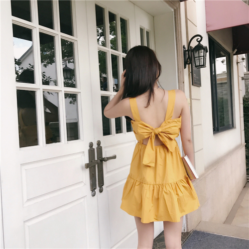 Real Price ~Holiday Style Lady Pure Back-tied Butterfly Knotted Sleeveless Dress Dresses