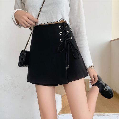 Net red irregular design sense strap high waist casual shorts women's spring and autumn new Korean version loose wide-leg pants skirt pants