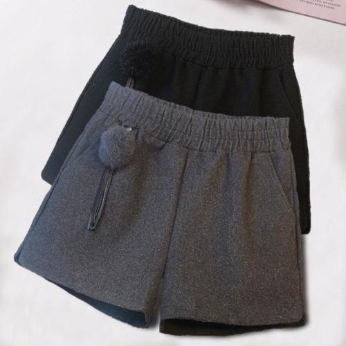 Shorts women's autumn and winter new Korean version of large size woolen shorts women's outerwear loose high waist casual wide-leg woolen pants