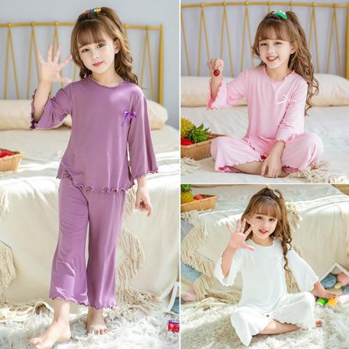 Modal children's spring and autumn thin girls home clothes baby summer air-conditioning clothes little girl loose pajamas set