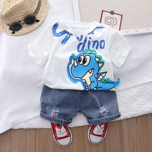 Baby short-sleeved suit boy's summer dress foreign style  latest style small and medium-sized children handsome infants and young children Korean version super cute