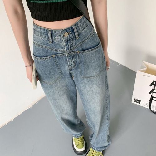 Wide-leg jeans women's 2022 summer thin new retro high-waisted loose straight leg high and thin lengthened mopping pants