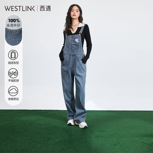 Xiyu denim overalls women's 2022 spring new Hong Kong style loose wide-leg pants jumpsuit D0220111