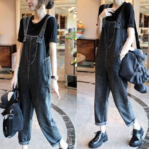 European station  spring and autumn new women's clothing thin section denim overalls suit foreign style age reduction Korean version loose summer