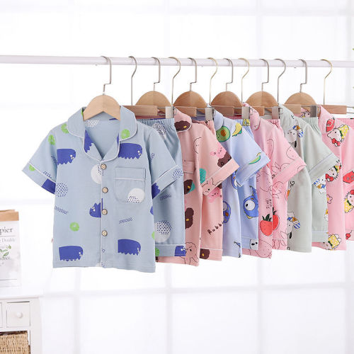Children's pajamas women's net red cute spring and autumn models pure cotton summer thin children's home service suits air-conditioning clothing short-sleeved