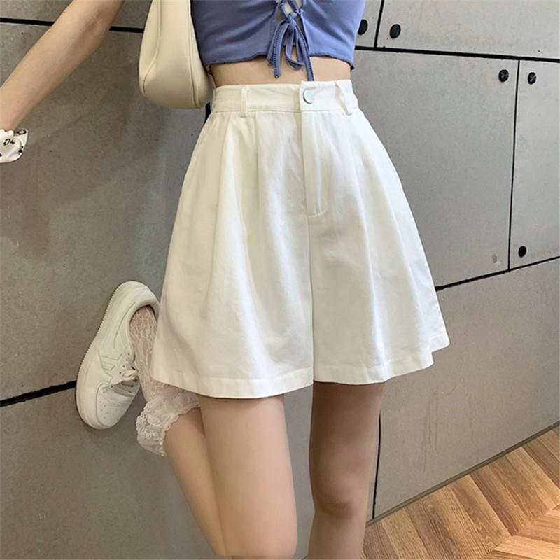 Large size fat mm shorts women's thin section 2021 summer high waist loose slim a-line wide leg small casual hot pants