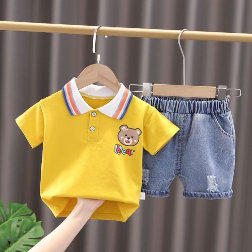 Boys' suits new children's summer clothes pure cotton boy baby summer two-piece casual cartoon short sleeves