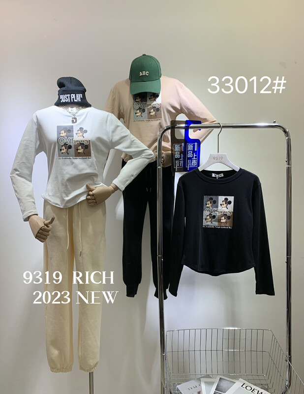 2023早春新款!【9319】卡通印花休閒復古長袖T恤  33012#  L