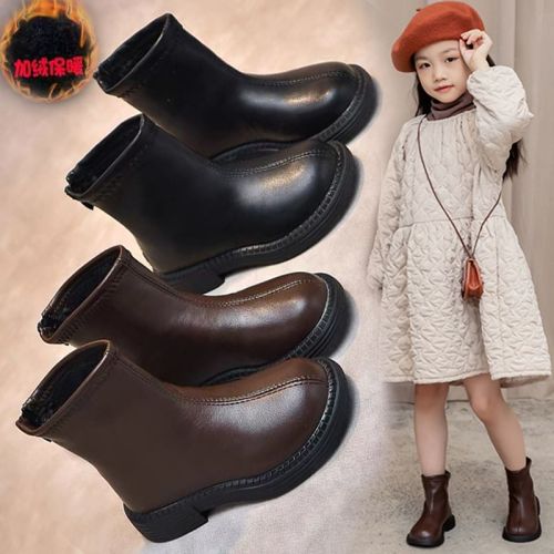 Girls short boots 2022 autumn and winter new princess shoes Korean version of the big children's Martin boots all-match little girl foreign style single boots