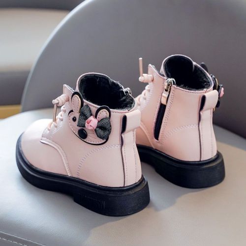 Girls' Martin boots 2022 autumn and winter new British style middle and big children's single boots plus velvet soft bottom girls' boots