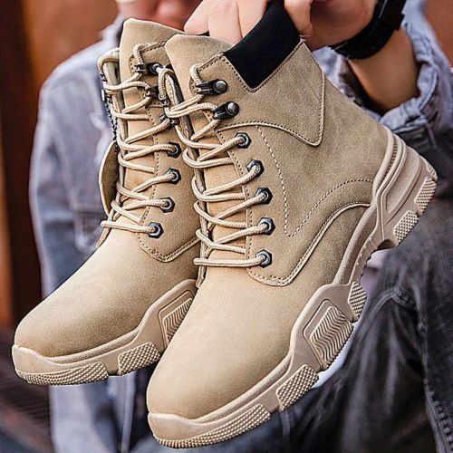 2021 new autumn high-top non-slip labor insurance shoes construction site casual breathable tooling men's mid-top wear-resistant Martin shoes