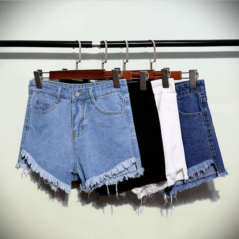 Jeans Ultra Short Pants Female Summer 2018 New Korean Edition Simple Hot Pants with Loose Edge, High waist fringe and Ultra Short Hot Pants