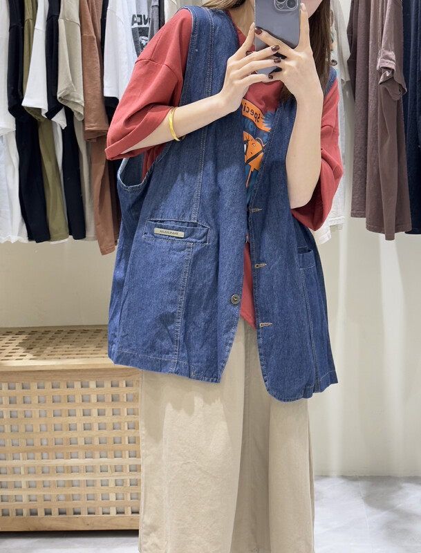 2023 early spring new!【DA.7】loose casual denim breasted vest 1015# LSL