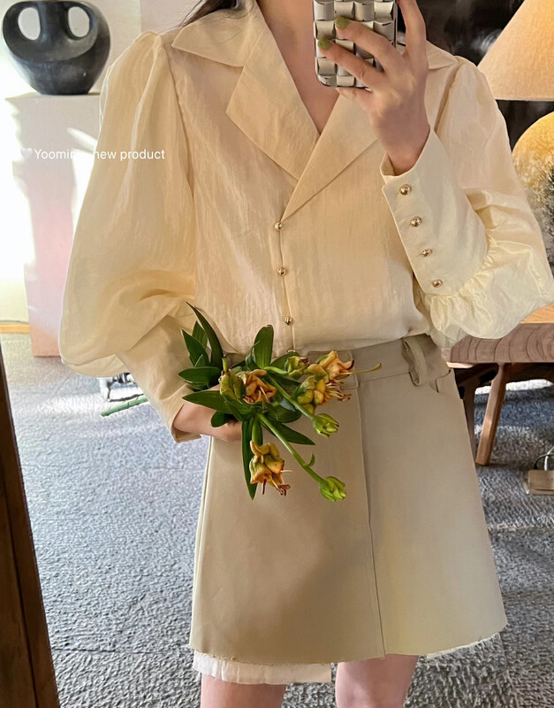 2023 early spring new! 【YOOMINI】Korean solid color sweet shirt C90080-SH# LXC