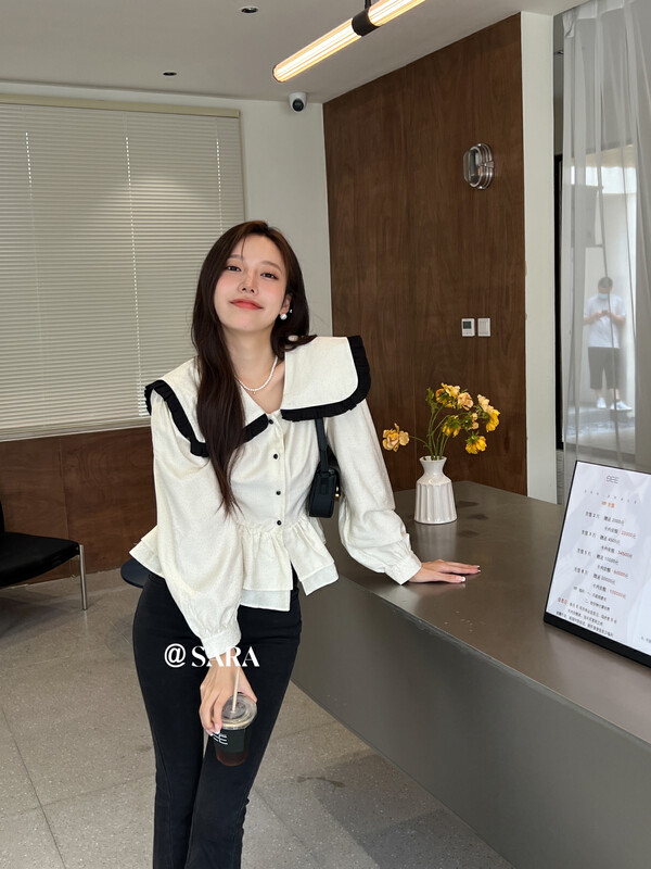 【SARA】韓系減齡娃娃領小衫  18053#  ZXX