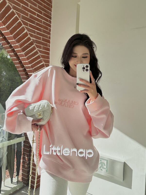 【11AN】Letter flocking waffle pullover sweater A9635# LSL